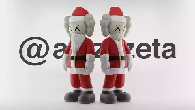 Kaws Santa Claus Merry Christmas Textured Low-poly 3D model