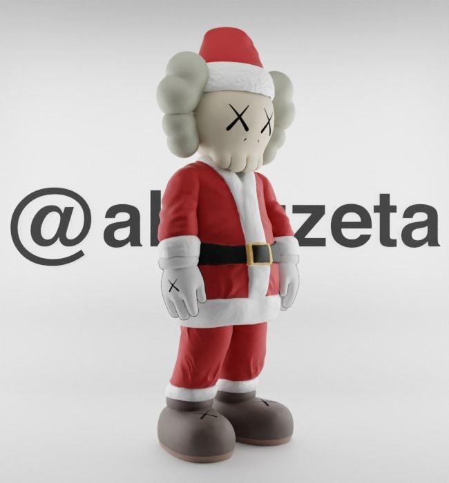 Kaws Santa Claus Merry Christmas Textured Low-poly 3D model_17