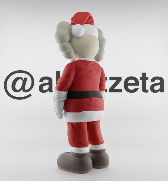 Kaws Santa Claus Merry Christmas Textured Low-poly 3D model_8