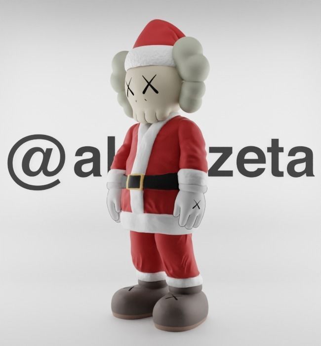 Kaws Santa Claus Merry Christmas Textured Low-poly 3D model_3