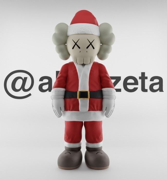 Kaws Santa Claus Merry Christmas Textured Low-poly 3D model_1