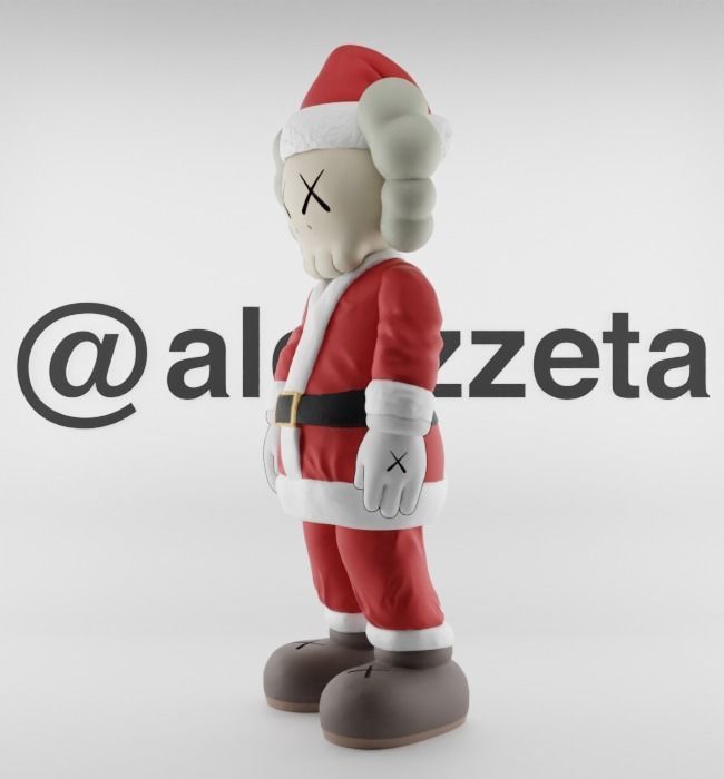 Kaws Santa Claus Merry Christmas Textured Low-poly 3D model_4
