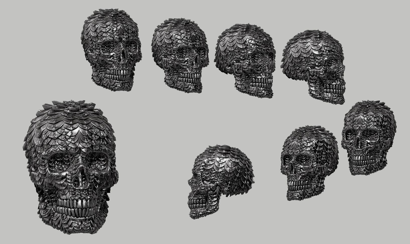 skull textured head a01 3D print model_12