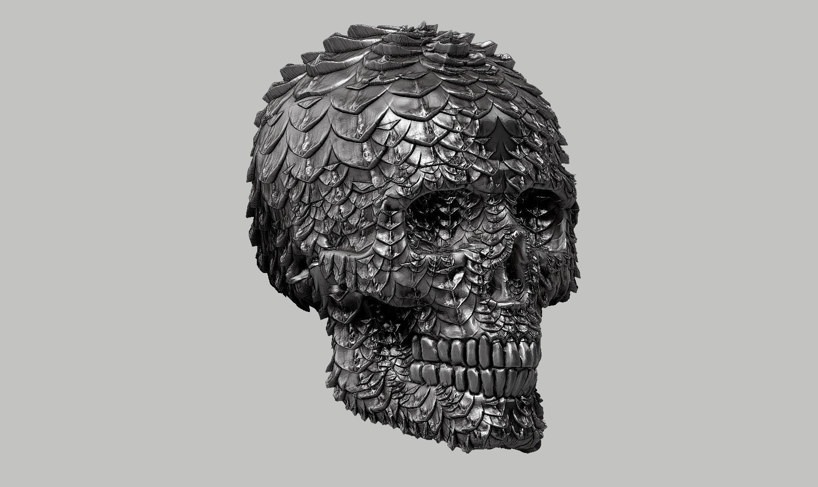 skull textured head a01 3D print model_2