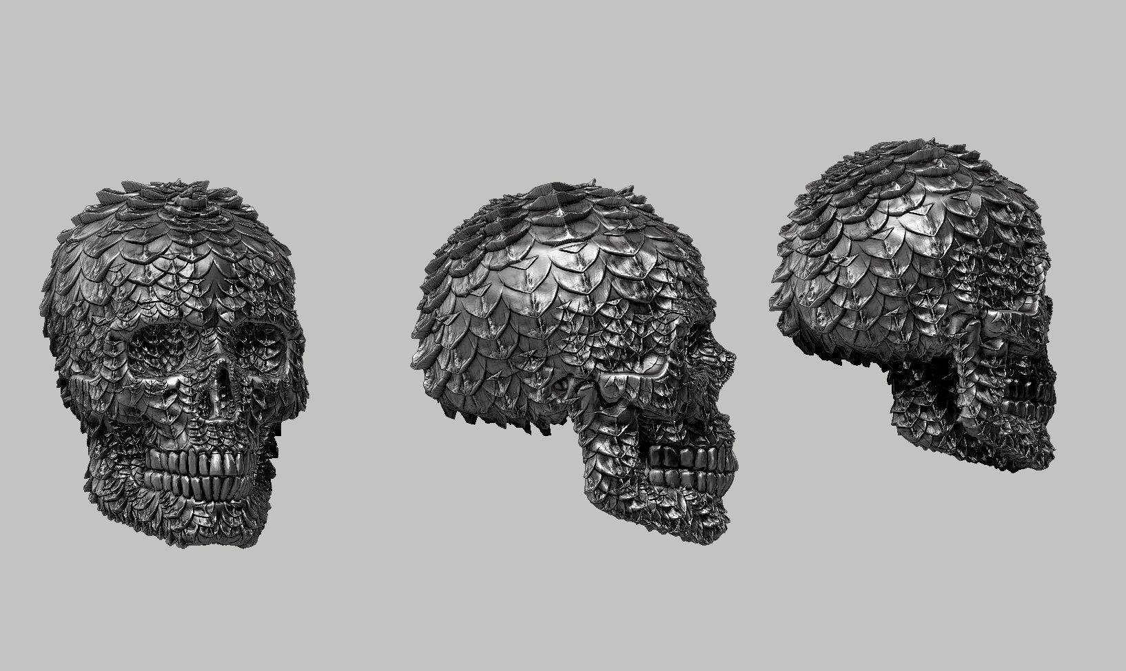 skull textured head a01 3D print model_13