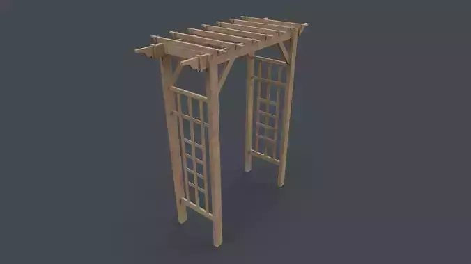 PBR Wooden Arbour Garden Arch B Low-poly 3D model