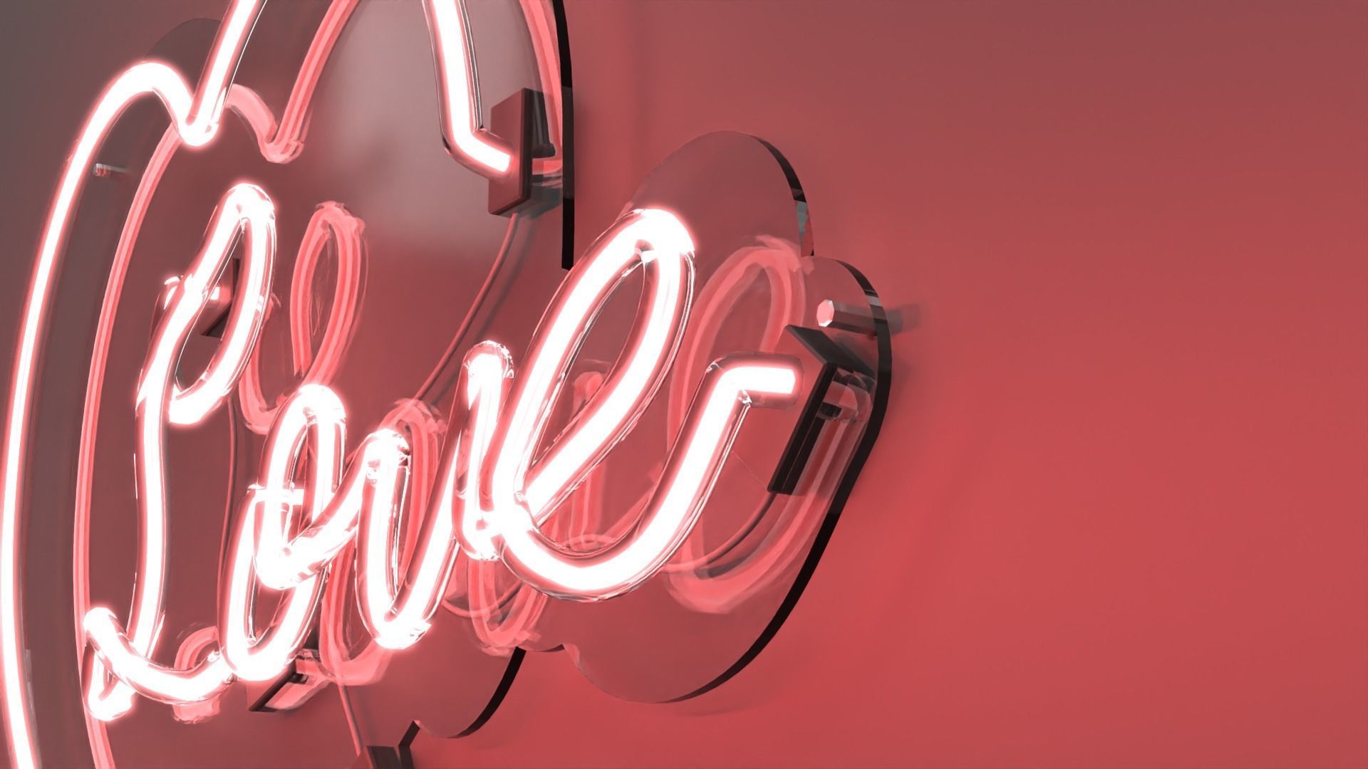 Love 2 - Neon Sign 3D model_2