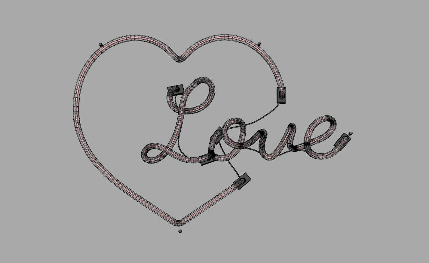 Love 2 - Neon Sign 3D model_6
