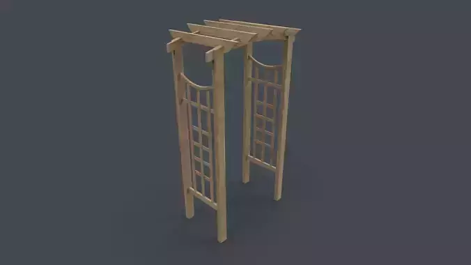 PBR Wooden Arbour Garden Arch C Low-poly 3D model