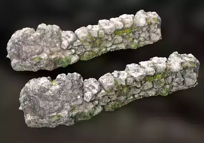 Cobblestone wall 3D scan with remesh