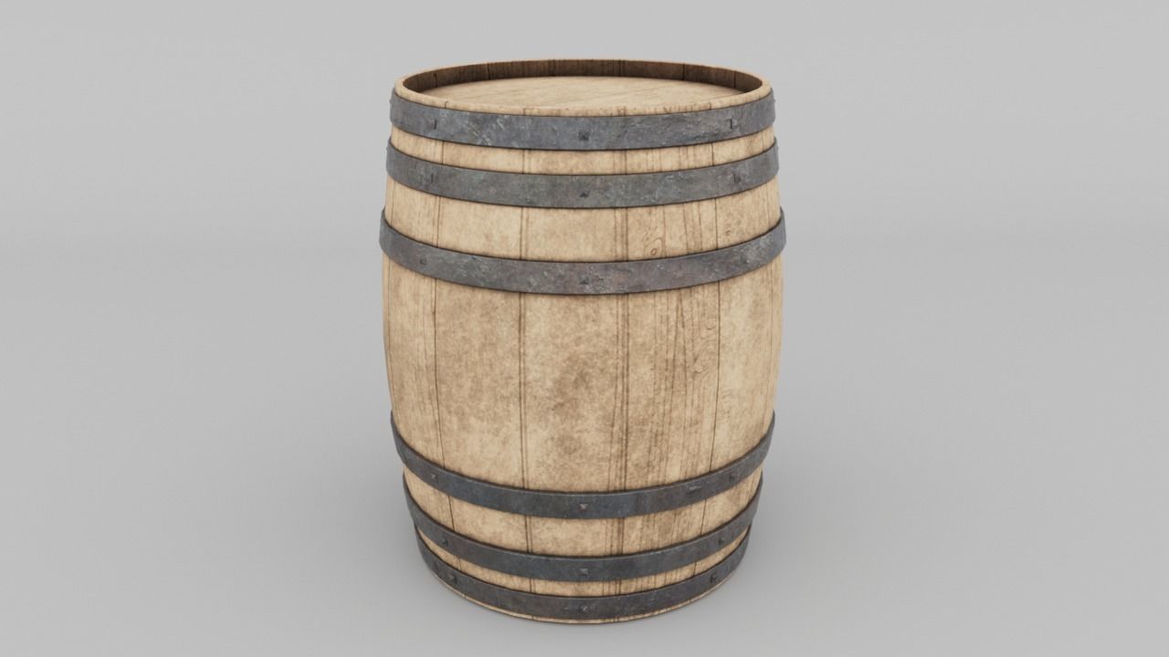 Barrel wooden 3D model_1
