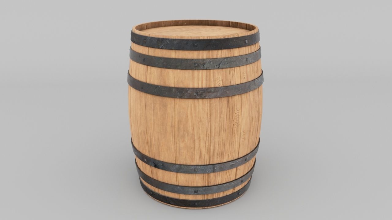 Barrel wooden 3D model_2