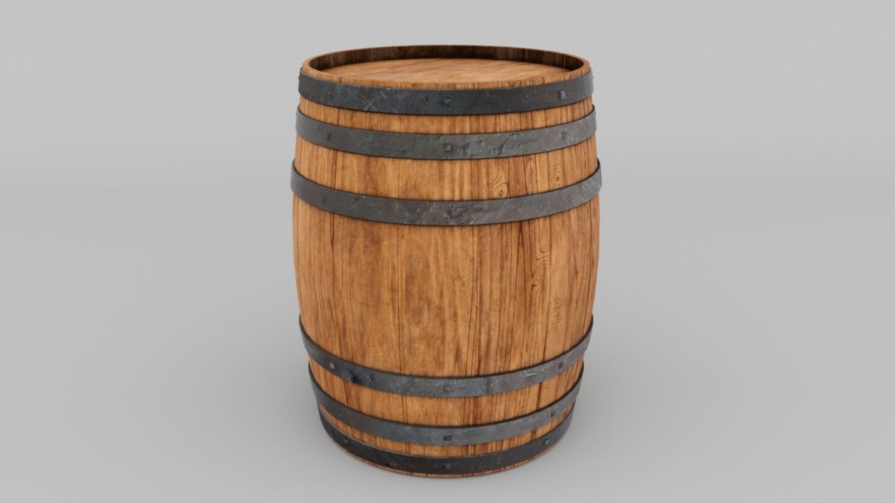 Barrel wooden 3D model_3