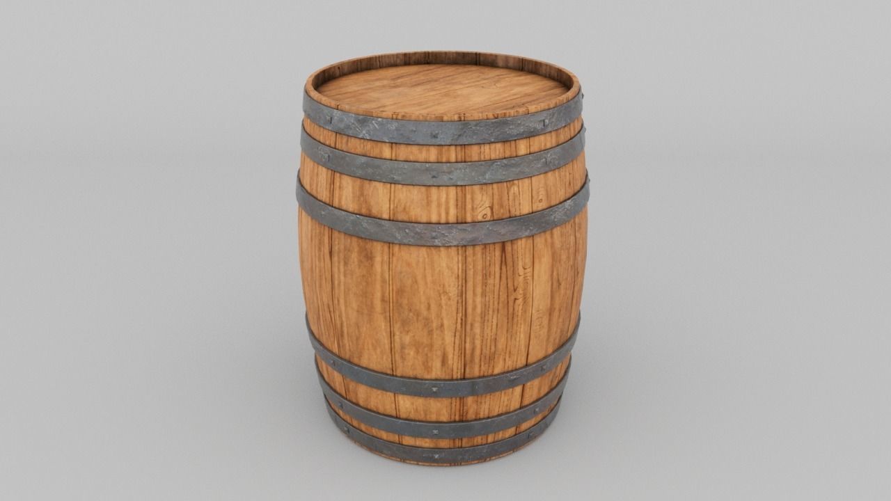 Barrel wooden 3D model_4