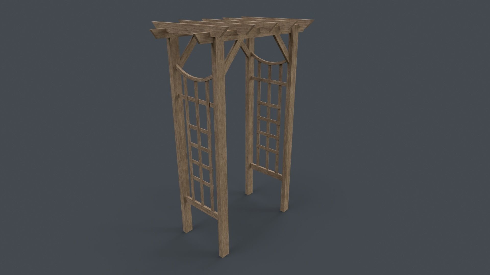 PBR Wooden Arbour Garden Arch D Low-poly 3D model_29