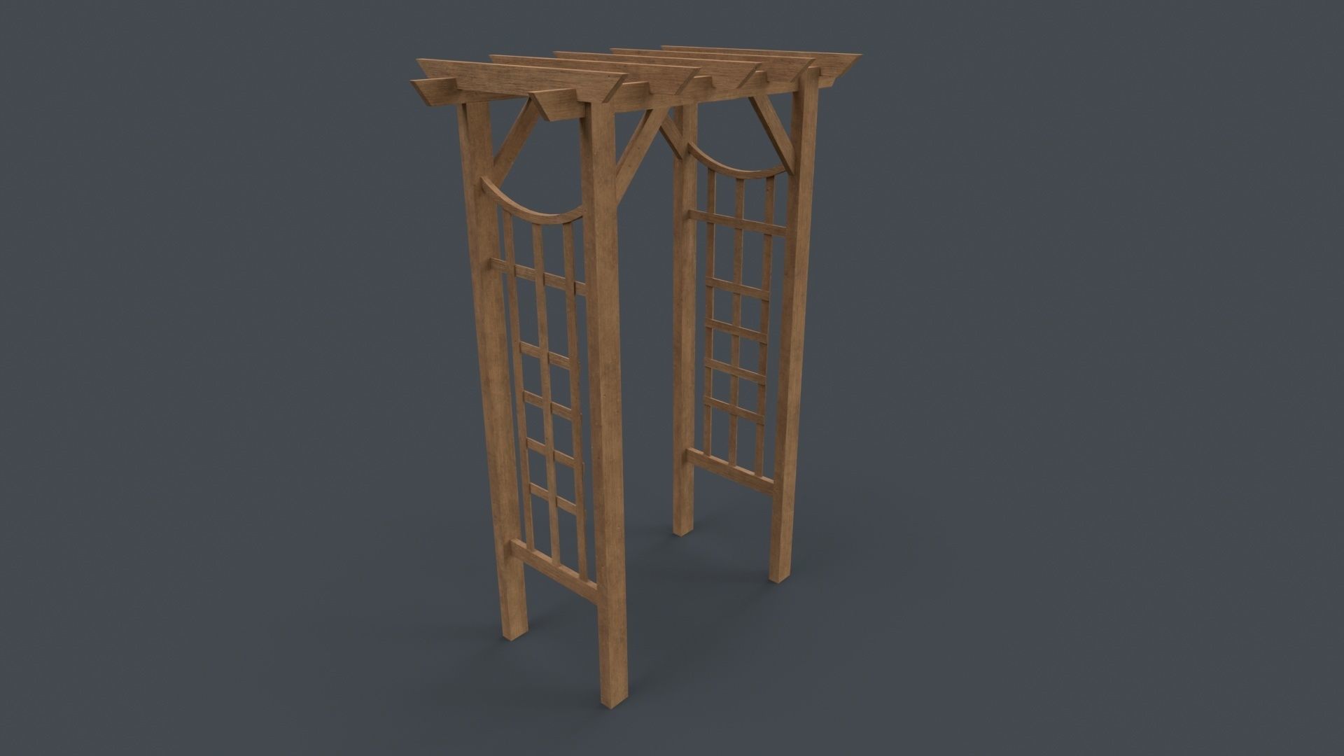 PBR Wooden Arbour Garden Arch D Low-poly 3D model_16