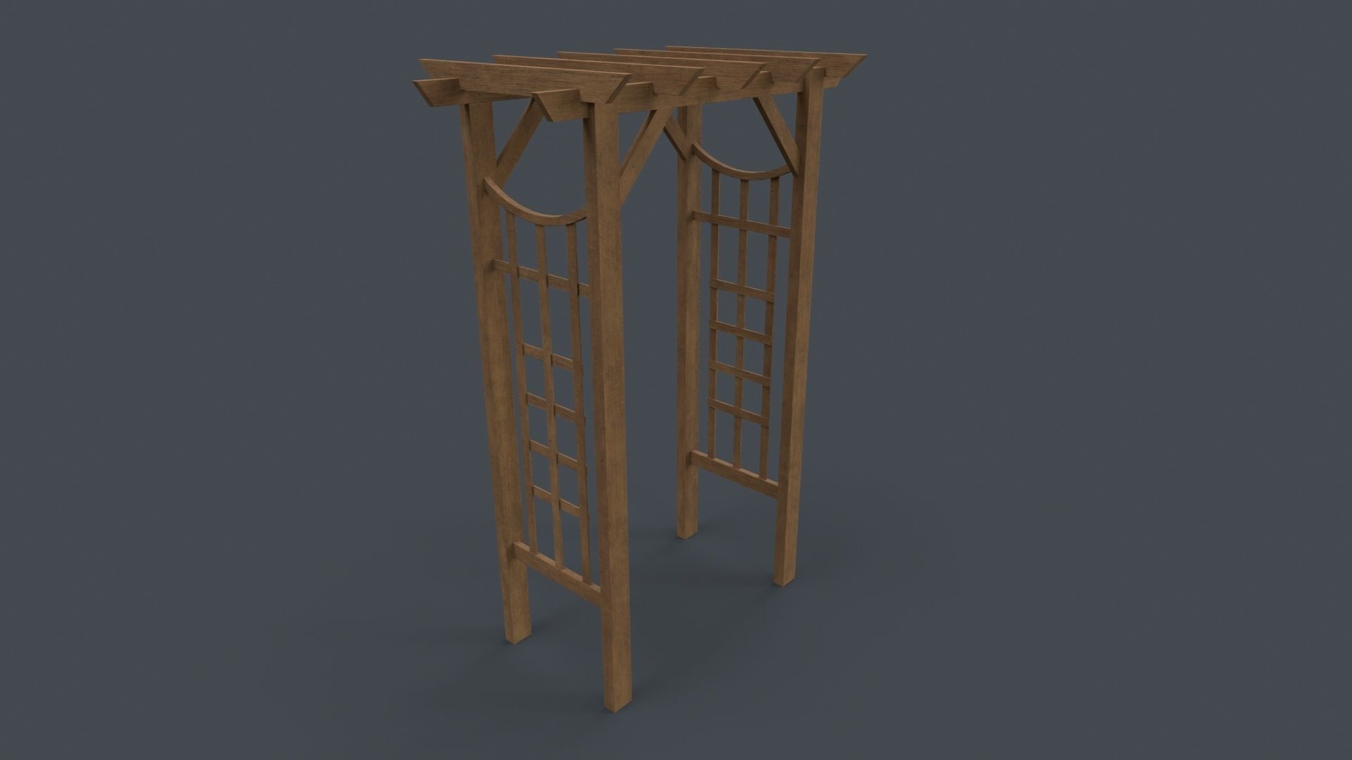 PBR Wooden Arbour Garden Arch D Low-poly 3D model_19