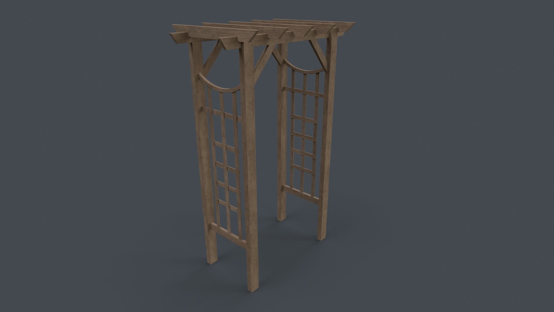 PBR Wooden Arbour Garden Arch D Low-poly 3D model_23
