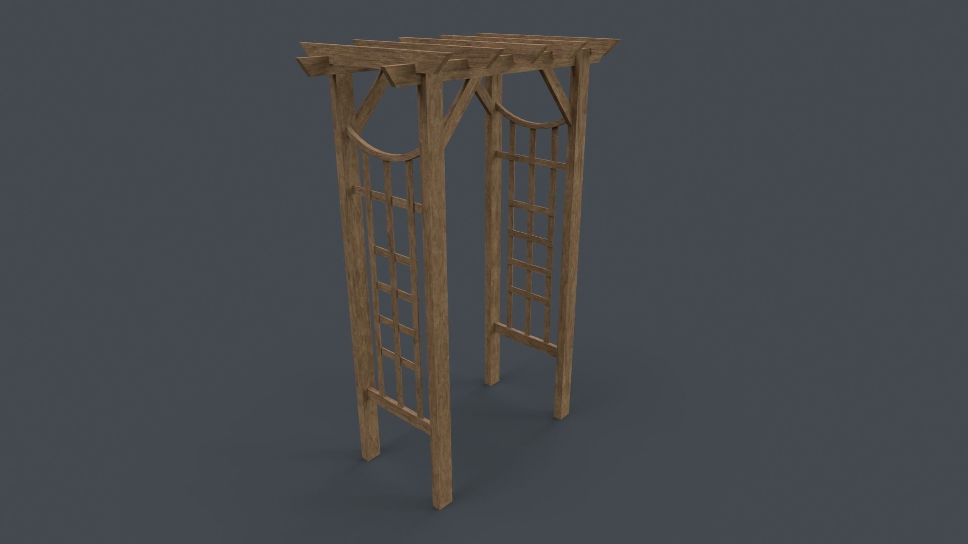 PBR Wooden Arbour Garden Arch D Low-poly 3D model_32