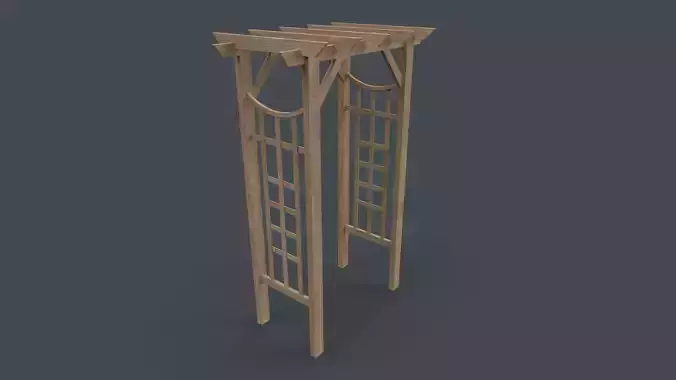 PBR Wooden Arbour Garden Arch D Low-poly 3D model