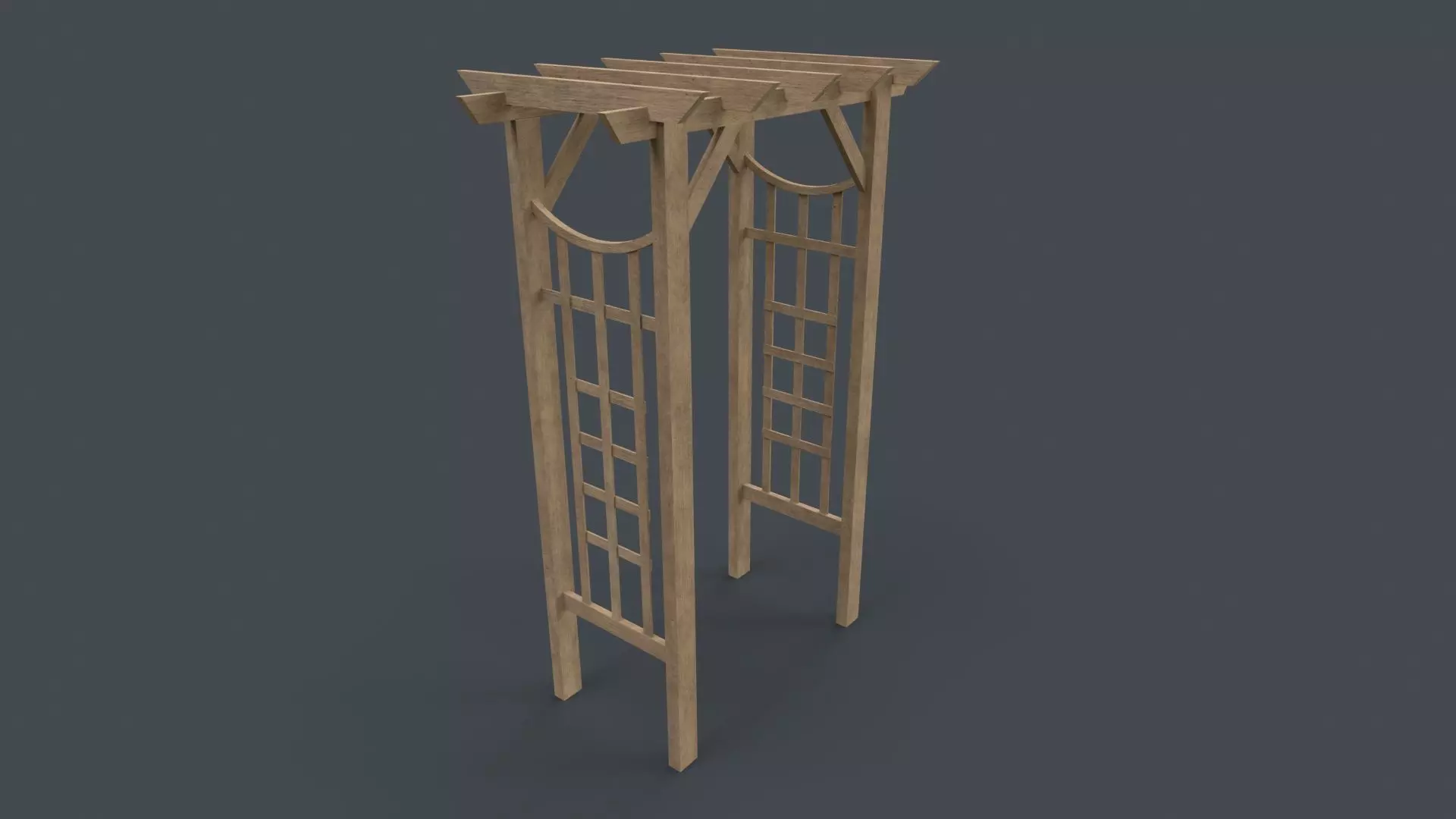 PBR Wooden Arbour Garden Arch D Low-poly 3D model_0