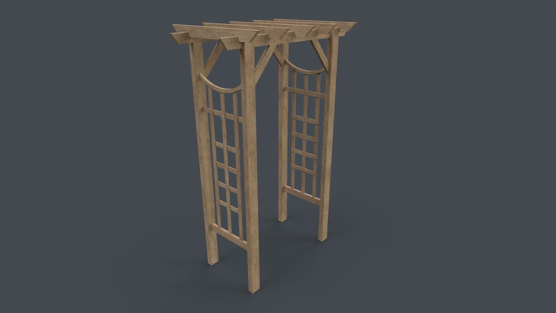 PBR Wooden Arbour Garden Arch D Low-poly 3D model_12
