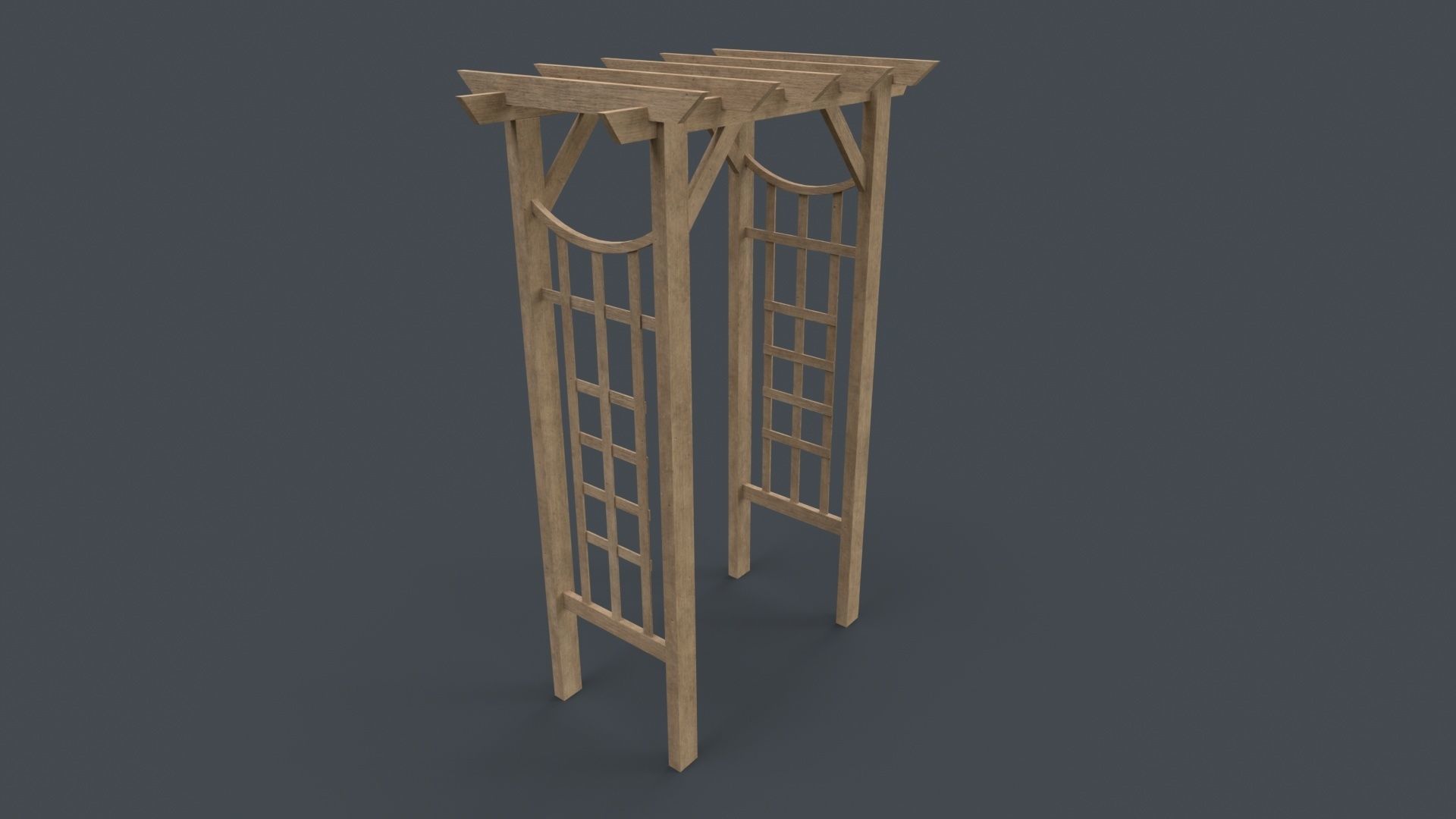 PBR Wooden Arbour Garden Arch D Low-poly 3D model_7