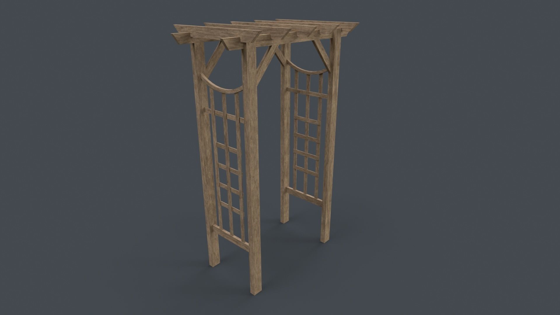 PBR Wooden Arbour Garden Arch D Low-poly 3D model_28