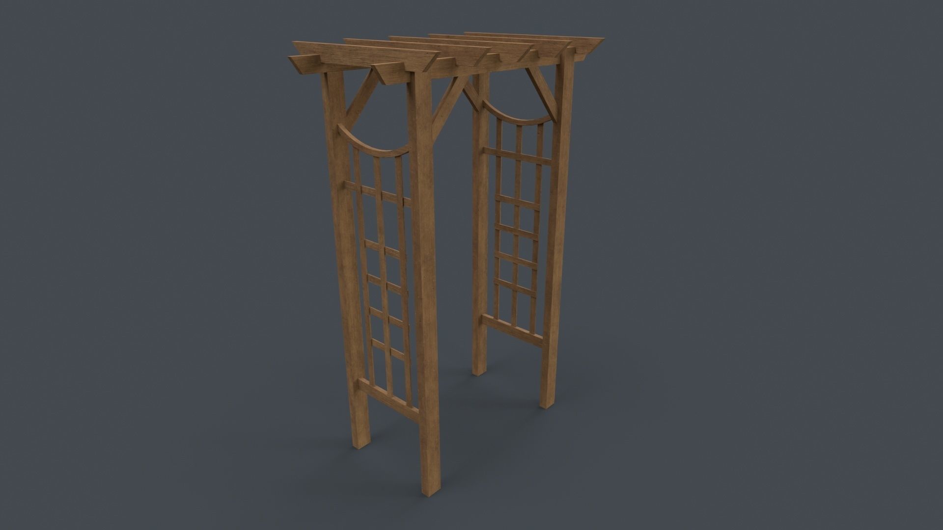 PBR Wooden Arbour Garden Arch D Low-poly 3D model_18