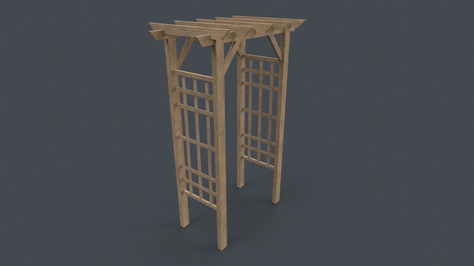 PBR Wooden Arbour Garden Arch D Low-poly 3D model_5