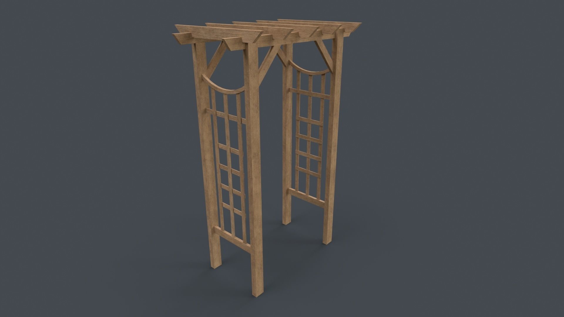 PBR Wooden Arbour Garden Arch D Low-poly 3D model_14