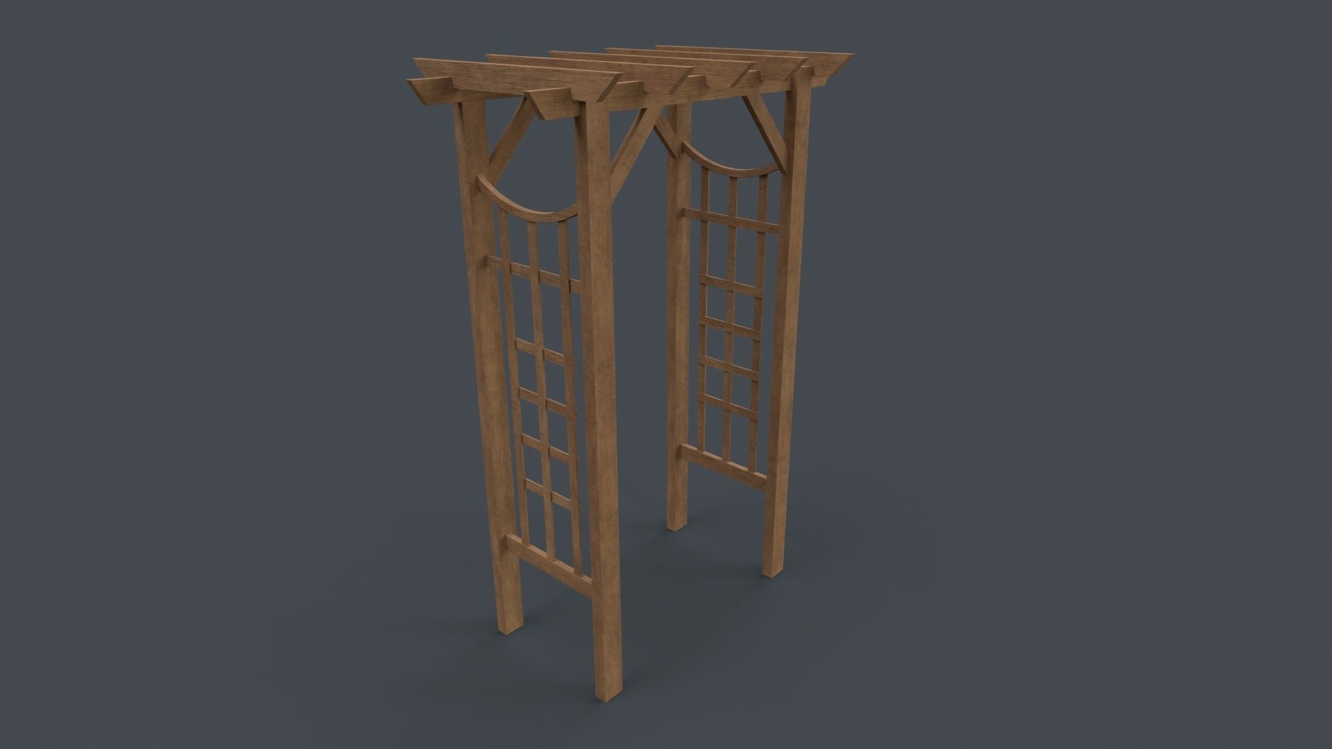 PBR Wooden Arbour Garden Arch D Low-poly 3D model_17
