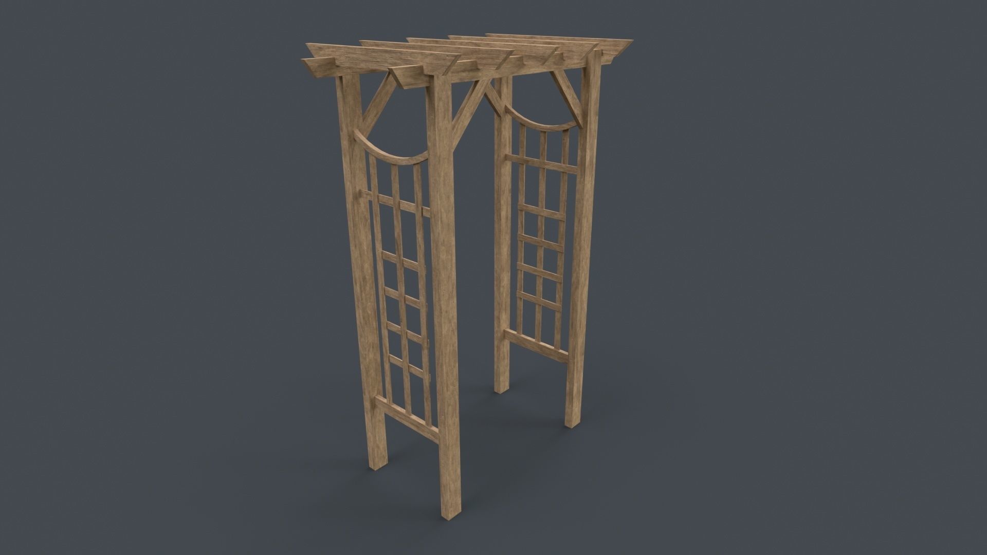 PBR Wooden Arbour Garden Arch D Low-poly 3D model_26