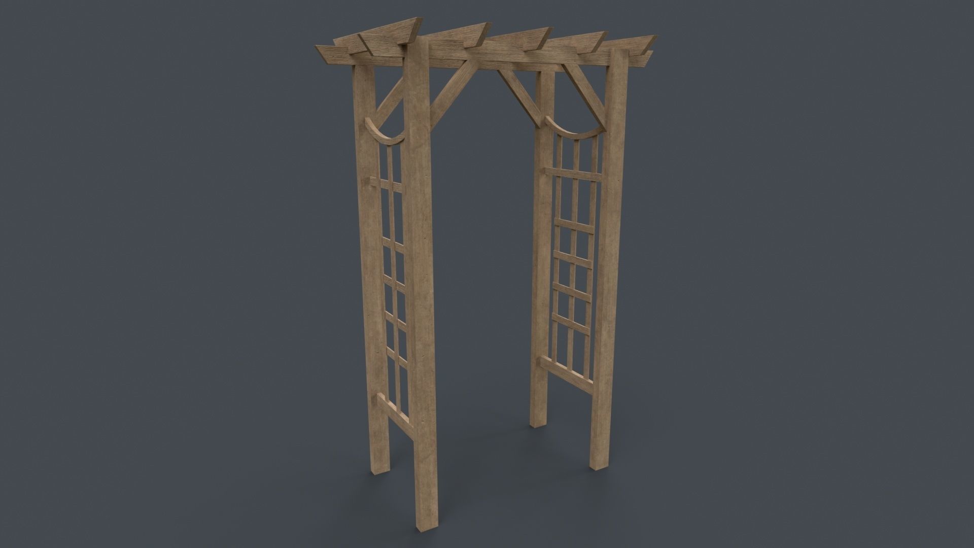 PBR Wooden Arbour Garden Arch D Low-poly 3D model_10