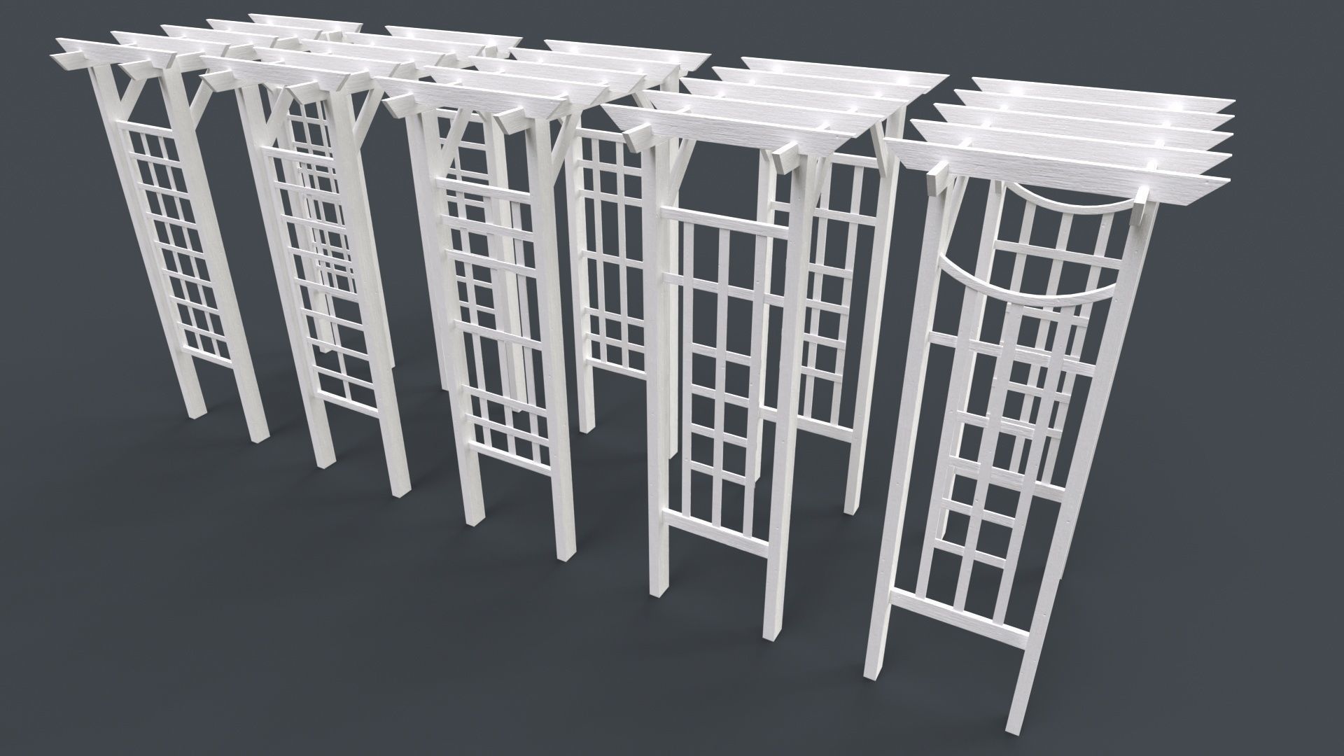 PBR Wooden Arbour Garden Arch D Low-poly 3D model_34