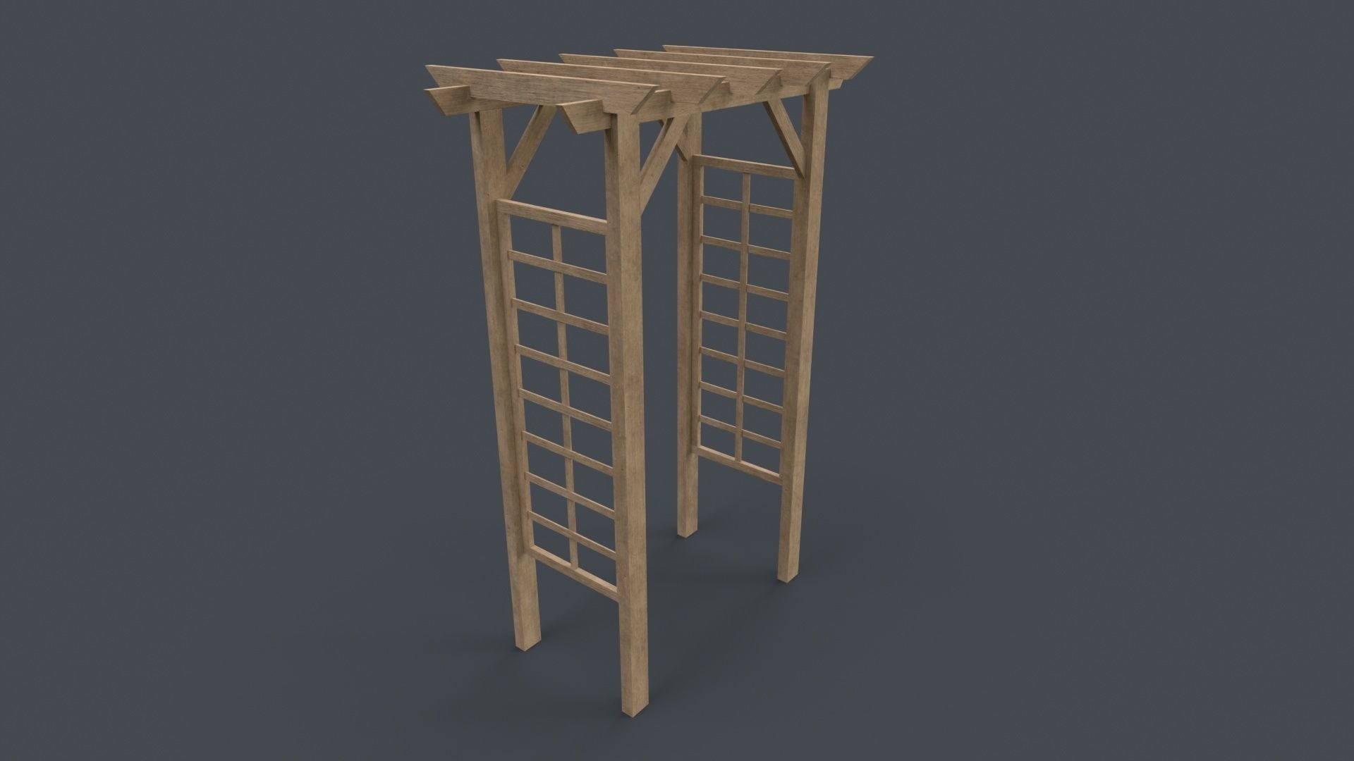 PBR Wooden Arbour Garden Arch D Low-poly 3D model_4