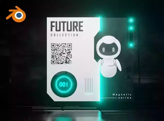 3D Blender template NFT Future card 3D model