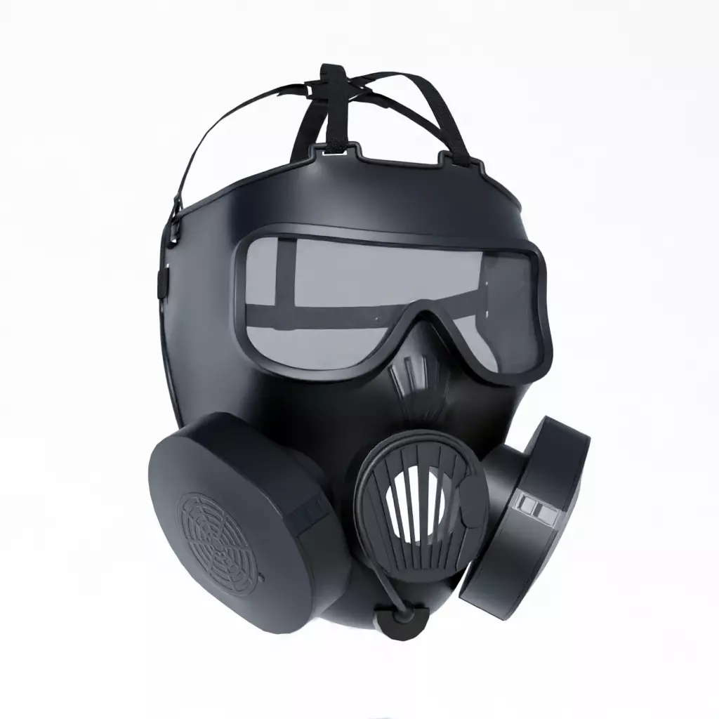 Gas Mask Low-poly 3D model_0