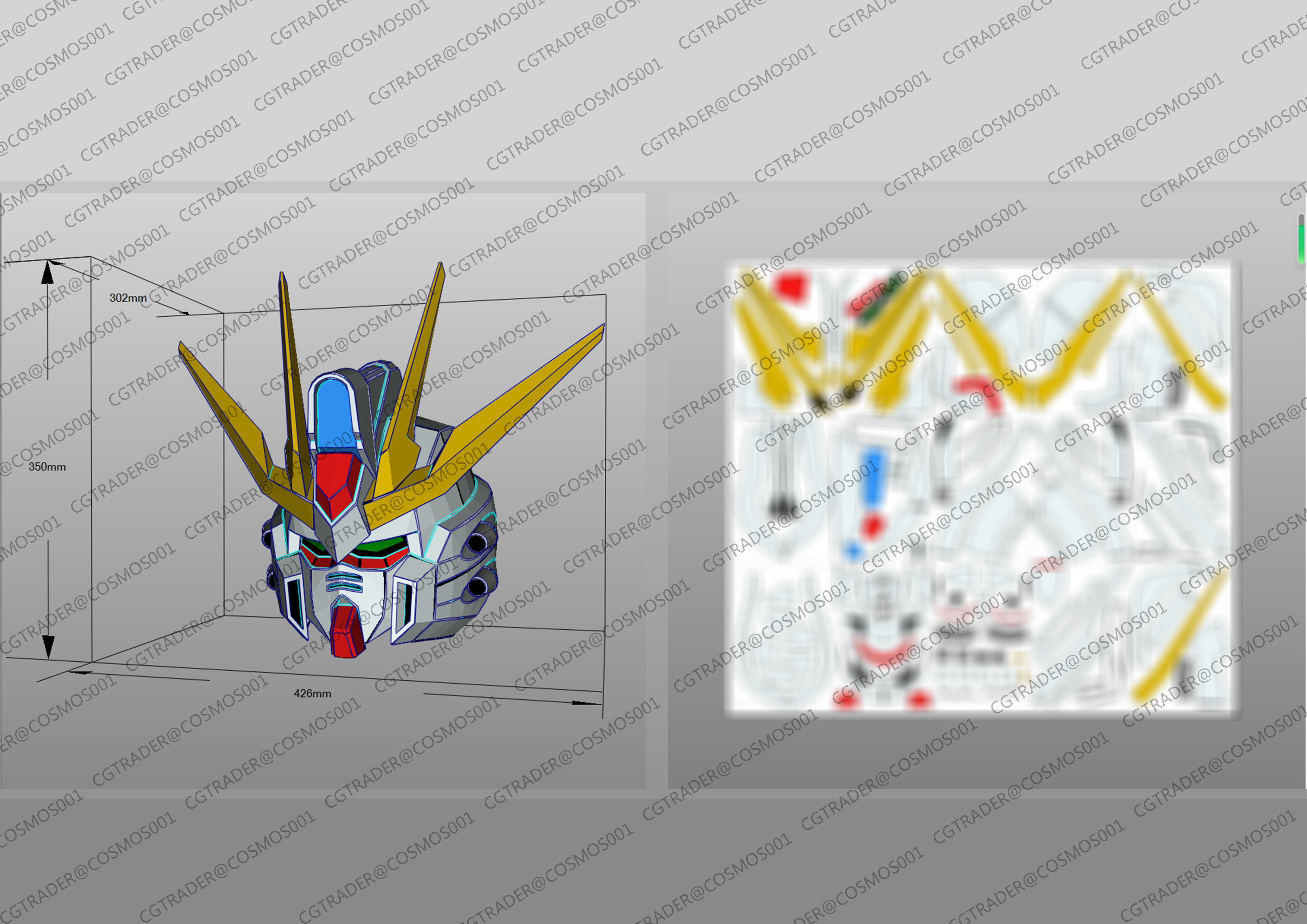 build strike gundam helmet paper papekura Low-poly 3D model_2
