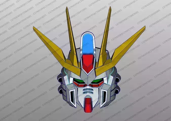 build strike gundam helmet paper papekura Low-poly 3D model build strike gundam helmet paper papekura Low-poly 3D model