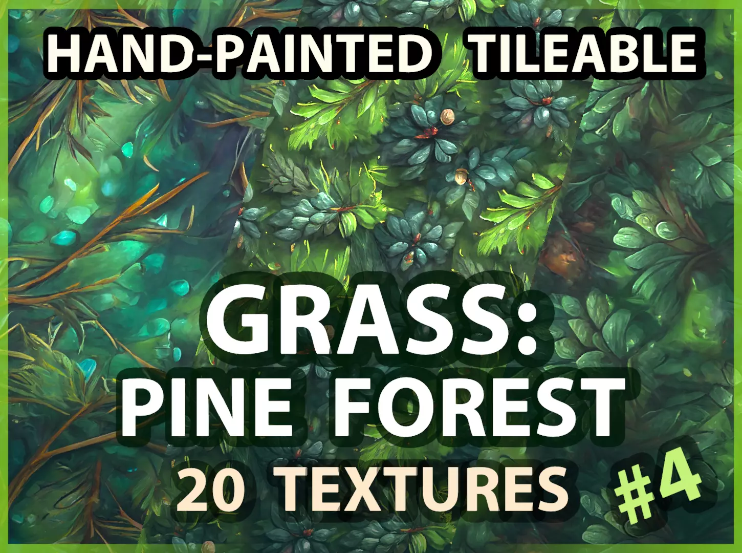 Grass Pine Forest Floor --20 TEXTURES-- Hand-painted --PACK 4--- Texture