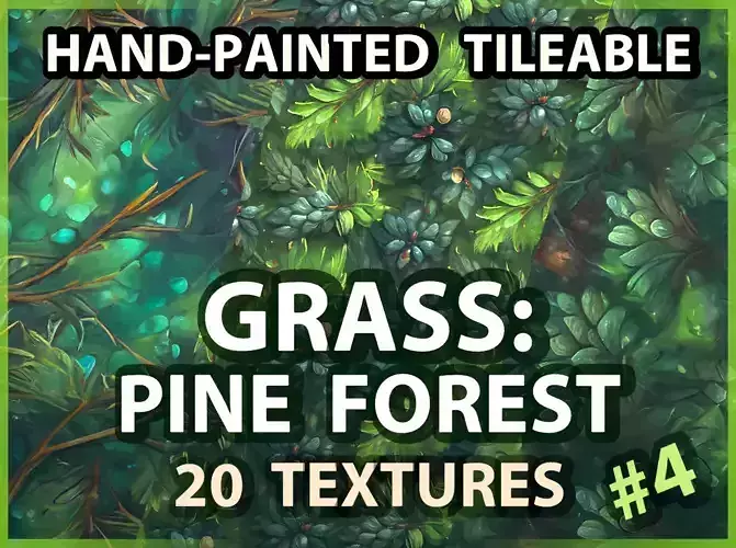 Grass Pine Forest Floor --20 TEXTURES-- Hand-painted --PACK 4---