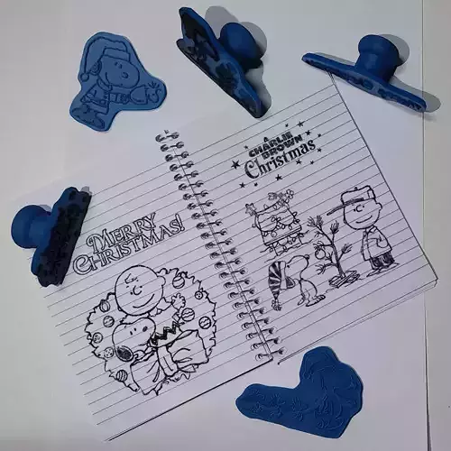 Snoopy Christmas Stamps Free 3D print model