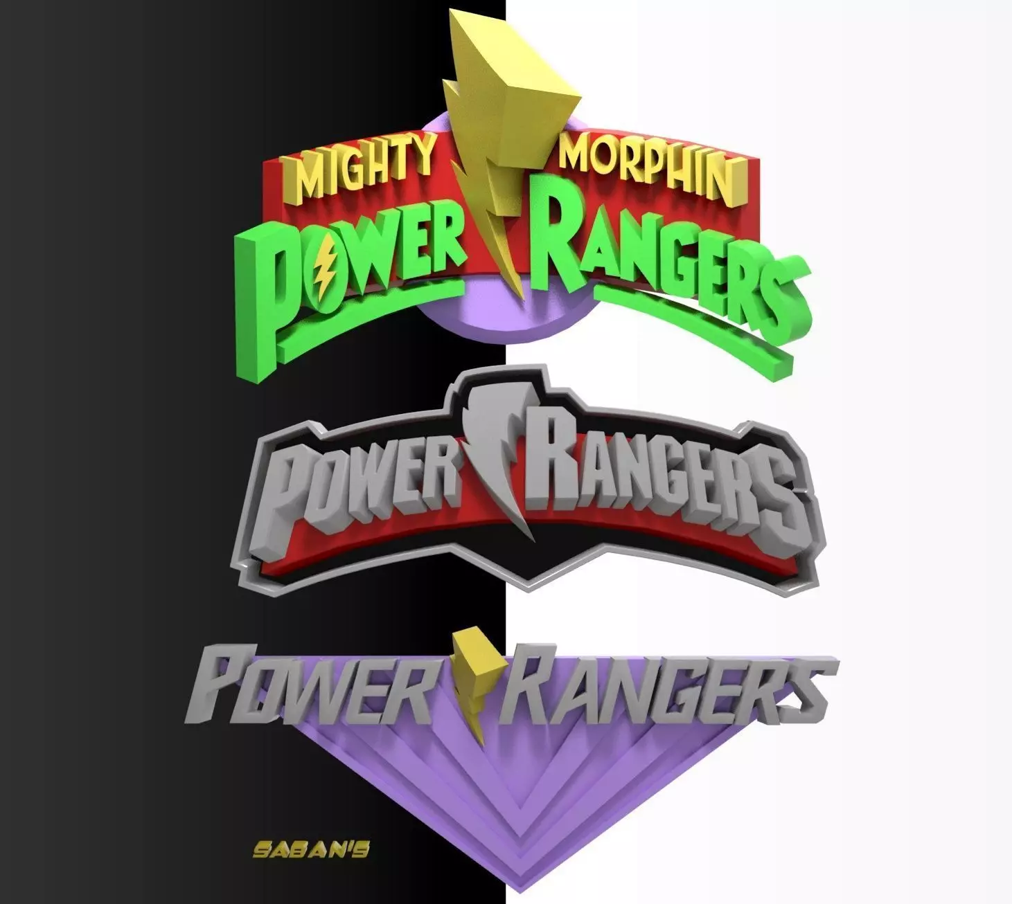 Power Rangers - Logos 3D print model_0