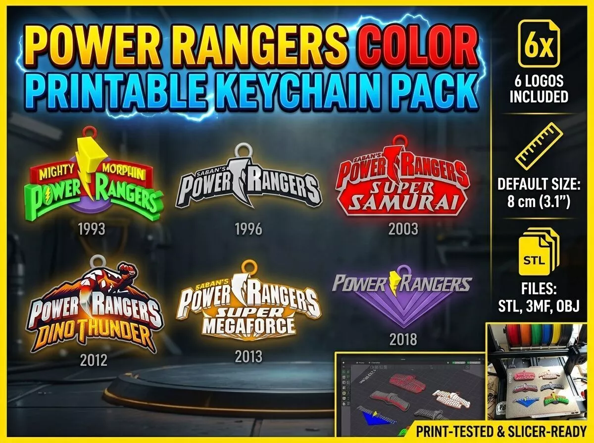 Power Rangers Color Printable Keychain Pack 3D print model