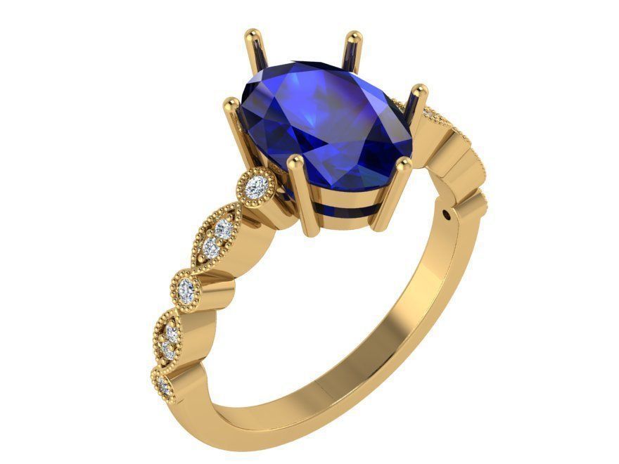 Big blue stone diamond ring 3239 3D print model 3D print model_1