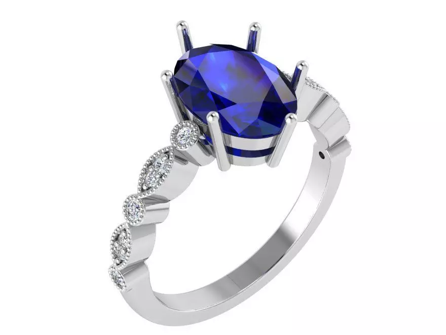 Big blue stone diamond ring 3239 3D print model 3D print model_0