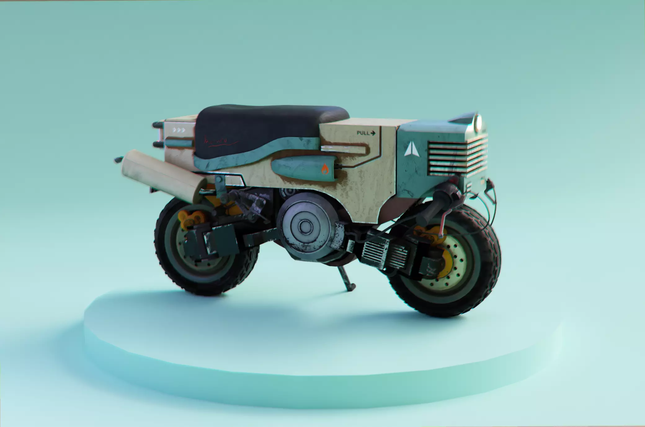 Cyberpunk Moped Vehicle 3D model_0