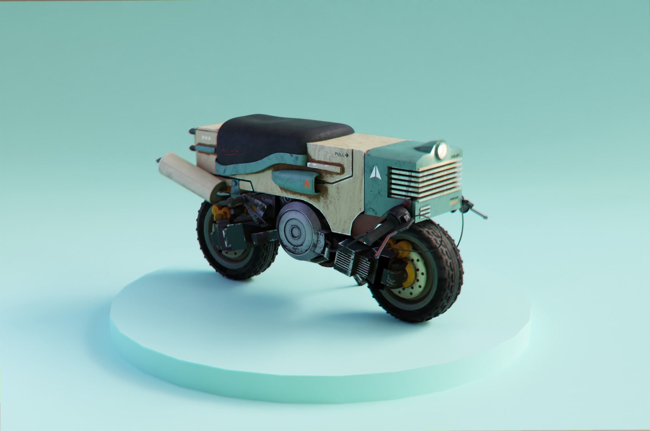 Cyberpunk Moped Vehicle 3D model_3