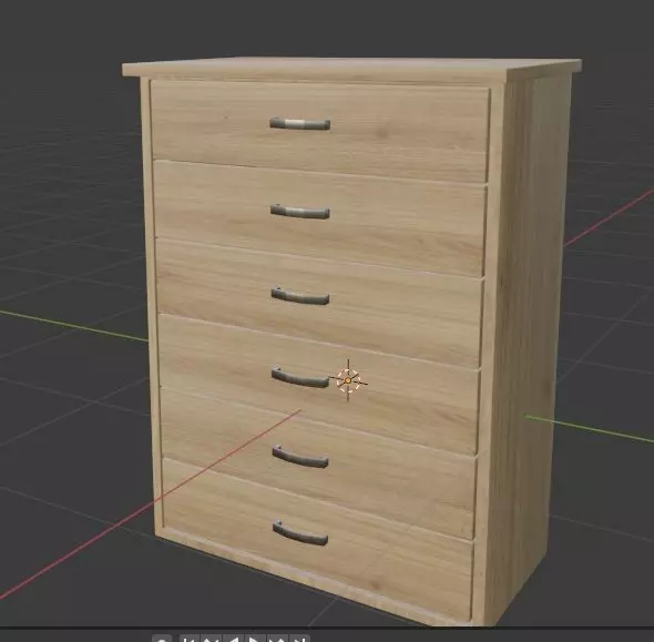 Dresser wooden chest of drawers Low-poly 3D model_0